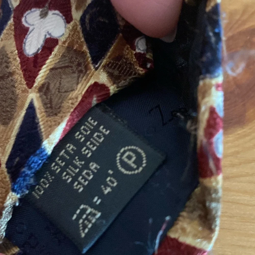 Ermenegildo Zegna Red Blue Gold Diamond Floral Italian Silk Tie